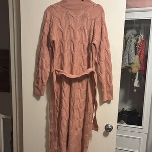 Ashley Stewart Pink Cable Knit Midi Dress